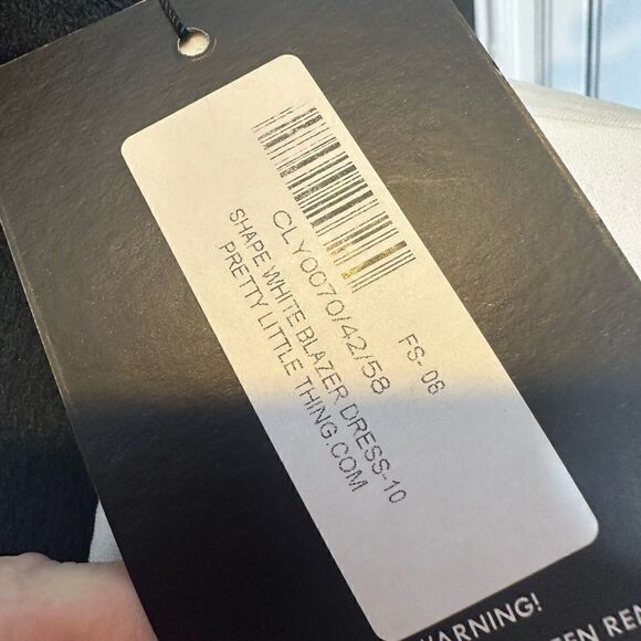 NWT White Button Detail Asymmetric Hem Blazer Dress US Sz 6 - Picture 3 of 6